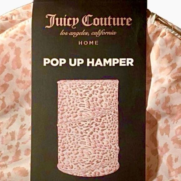 Juicy Couture Home Pop Up Hamper Collapsable Laundry Basket Pink Leopard Print - Picture 2 of 6